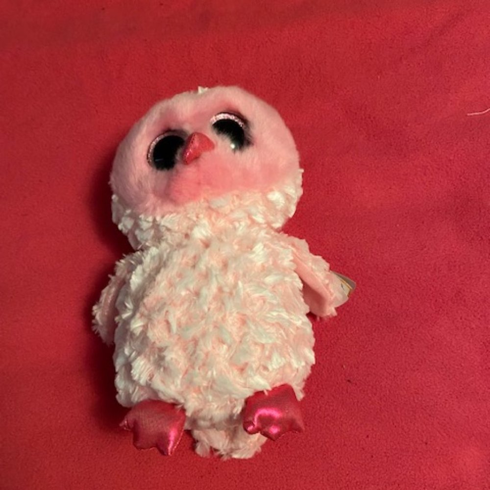 Ty Beanie Boos Twiggy Pink Owl Medium 9" Plush Stuffed Animal 2017 NWT